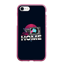 Чехол iPhone 7/8 матовый Stay Home, цвет: 3D-малиновый