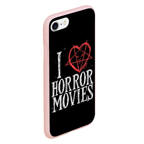 Чехол iPhone 7/8 матовый I Love Horror Movies / 3D-Светло-розовый – фото 2