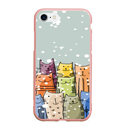 Чехол iPhone 7/8 матовый Котики, цвет: 3D-светло-розовый