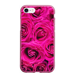 Чехол iPhone 7/8 матовый Розы, цвет: 3D-малиновый