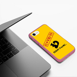 Чехол iPhone 7/8 матовый Dont Panic covid-19, цвет: 3D-малиновый — фото 2