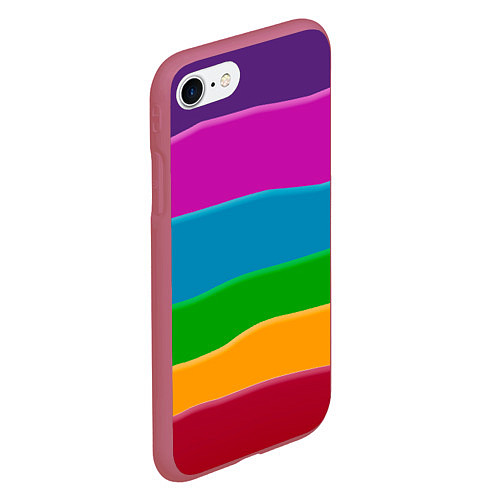 Чехол iPhone 7/8 матовый Разноцветные полоски / 3D-Малиновый – фото 2