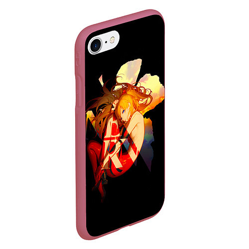 Чехол iPhone 7/8 матовый Аска Евангелион Nerv / 3D-Малиновый – фото 2