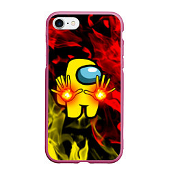Чехол iPhone 7/8 матовый Маг огня Among us, цвет: 3D-малиновый