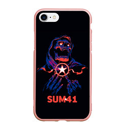 Чехол iPhone 7/8 матовый Sum 41 череп, цвет: 3D-светло-розовый