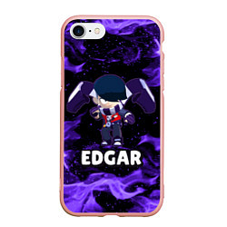 Чехол iPhone 7/8 матовый BRAWL STARS EDGAR, цвет: 3D-светло-розовый