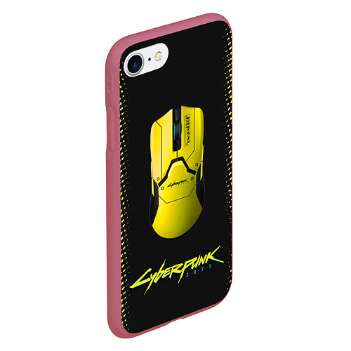 Чехол iPhone 7/8 матовый Cyberpunk 2077 / 3D-Малиновый – фото 2