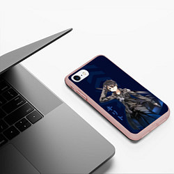 Чехол iPhone 7/8 матовый Черный мечник Кирито, цвет: 3D-светло-розовый — фото 2