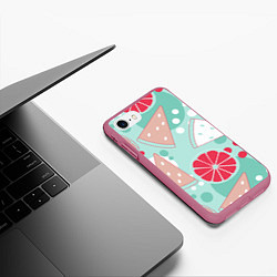Чехол iPhone 7/8 матовый Арбузно-цитрусовый узор, цвет: 3D-малиновый — фото 2