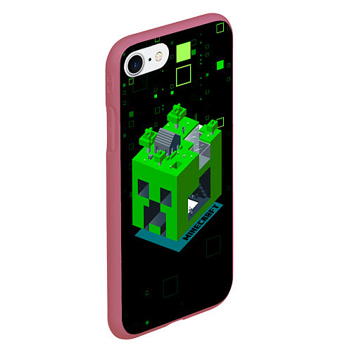 Чехол iPhone 7/8 матовый Minecraft / 3D-Малиновый – фото 2