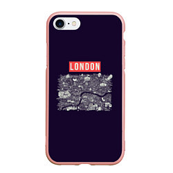 Чехол iPhone 7/8 матовый LONDON, цвет: 3D-светло-розовый