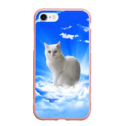 Чехол iPhone 7/8 матовый Кот в облаках, цвет: 3D-светло-розовый