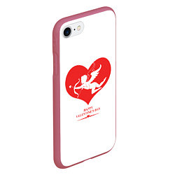 Чехол iPhone 7/8 матовый Happy Valentines Day, цвет: 3D-малиновый — фото 2