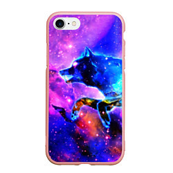 Чехол iPhone 7/8 матовый Волки, цвет: 3D-светло-розовый