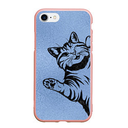 Чехол iPhone 7/8 матовый Улыбающийся кот, цвет: 3D-светло-розовый