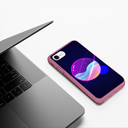 Чехол iPhone 7/8 матовый Солнечная система, цвет: 3D-малиновый — фото 2