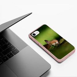 Чехол iPhone 7/8 матовый Сонный лисенок, цвет: 3D-светло-розовый — фото 2