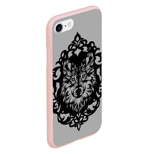 Чехол iPhone 7/8 матовый Благородный серый волк / 3D-Светло-розовый – фото 2