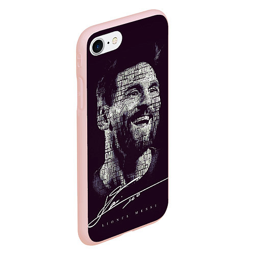 Чехол iPhone 7/8 матовый Лионель месси с автографом / 3D-Светло-розовый – фото 2
