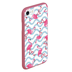 Чехол iPhone 7/8 матовый Фламинго Волны, цвет: 3D-малиновый — фото 2