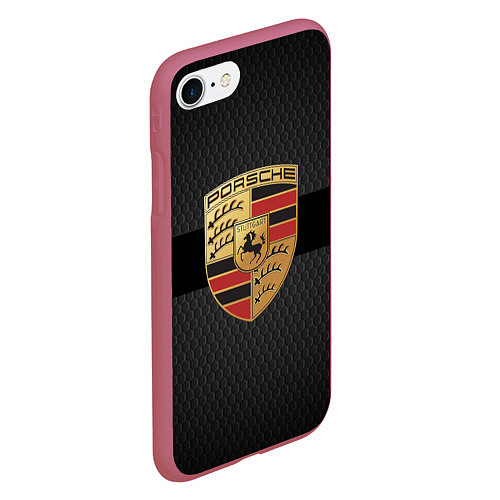 Чехол iPhone 7/8 матовый PORSCHE ПОРШ / 3D-Малиновый – фото 2