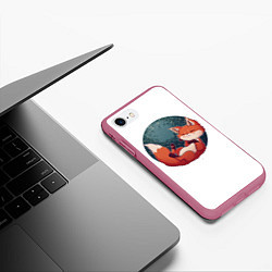 Чехол iPhone 7/8 матовый Лисенок, цвет: 3D-малиновый — фото 2