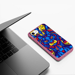 Чехол iPhone 7/8 матовый Тигр киборг, цвет: 3D-малиновый — фото 2