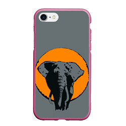 Чехол iPhone 7/8 матовый Африканский Слон, цвет: 3D-малиновый