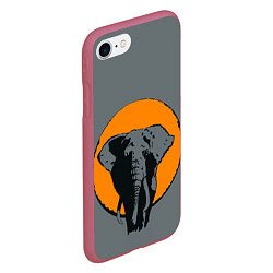 Чехол iPhone 7/8 матовый Африканский Слон, цвет: 3D-малиновый — фото 2