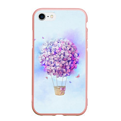 Чехол iPhone 7/8 матовый Air flowers, цвет: 3D-светло-розовый