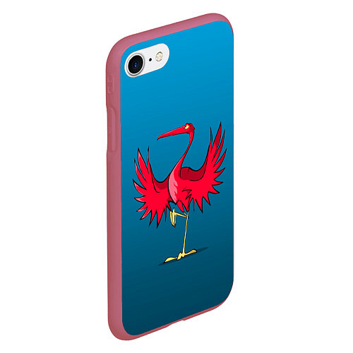 Чехол iPhone 7/8 матовый Красный журавль / 3D-Малиновый – фото 2