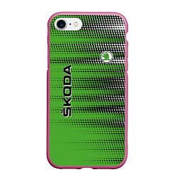 Чехол iPhone 7/8 матовый SKODA, цвет: 3D-малиновый