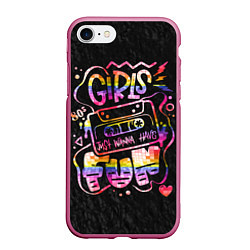 Чехол iPhone 7/8 матовый Girls just wanna have fun, цвет: 3D-малиновый