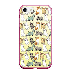 Чехол iPhone 7/8 матовый Мультяшные котики на желтом мя