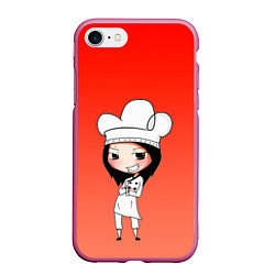Чехол iPhone 7/8 матовый Повар девушка манга, цвет: 3D-малиновый