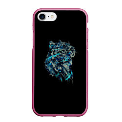Чехол iPhone 7/8 матовый ТИГР Хищник, цвет: 3D-малиновый