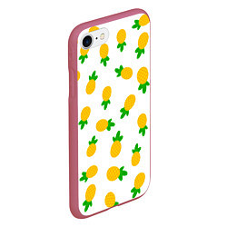 Чехол iPhone 7/8 матовый Ананасы, цвет: 3D-малиновый — фото 2