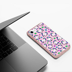 Чехол iPhone 7/8 матовый Единороги и звезды, цвет: 3D-светло-розовый — фото 2
