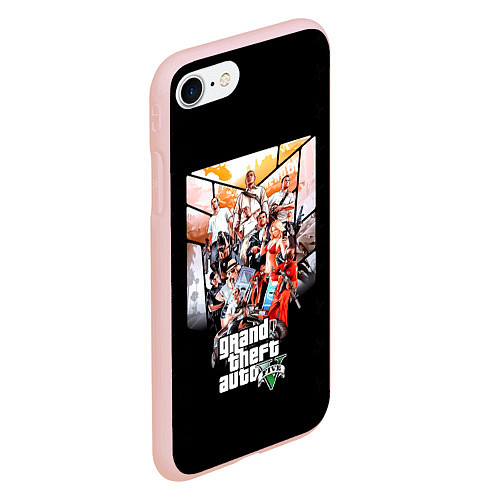 Чехол iPhone 7/8 матовый Grand Theft Auto five / 3D-Светло-розовый – фото 2