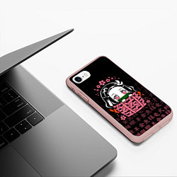 Чехол iPhone 7/8 матовый NEZUKO НЕЗУКО ИЕРОГЛИФЫ DEMON SLAYER, цвет: 3D-светло-розовый — фото 2