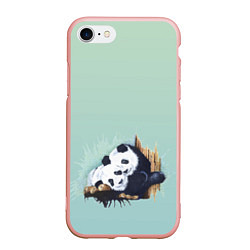Чехол iPhone 7/8 матовый Акварельные панды, цвет: 3D-светло-розовый