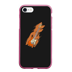 Чехол iPhone 7/8 матовый Электрогитара, цвет: 3D-малиновый