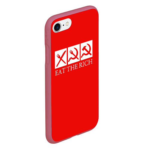Чехол iPhone 7/8 матовый Eat The Rich / 3D-Малиновый – фото 2