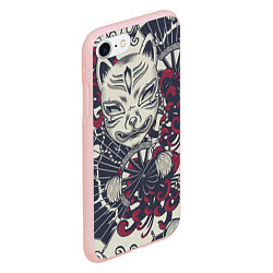 Чехол iPhone 7/8 матовый Маска Кицунэ Маска лисы, цвет: 3D-светло-розовый — фото 2