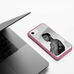 Чехол iPhone 7/8 матовый Мухаммед Али Легенда, цвет: 3D-малиновый — фото 2