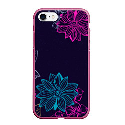 Чехол iPhone 7/8 матовый Красочные Цветы, цвет: 3D-малиновый