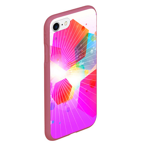 Чехол iPhone 7/8 матовый Шечтиугольники яркие / 3D-Малиновый – фото 2