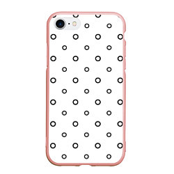 Чехол iPhone 7/8 матовый Черно-белый узор в горошек, цвет: 3D-светло-розовый