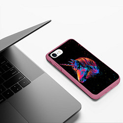 Чехол iPhone 7/8 матовый ЕДИНОРОГ UNICORN RAINBOW, цвет: 3D-малиновый — фото 2