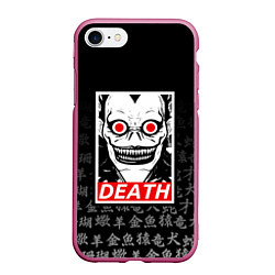 Чехол iPhone 7/8 матовый DEATH NOTE ТЕТРАДЬ СМЕРТИ, цвет: 3D-малиновый